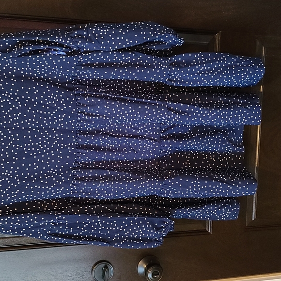 Amoretu Blue Polka Dot Swing Dress Sz L - Picture 6 of 9